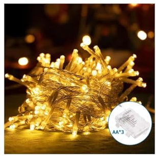 Brightium Guirnalda de luces LED planas, 3 pilas AA, 2m, luz blanca cálida, ideal para decorar en fiestas o crear ambientes acogedores.