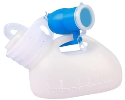 Zialofi Recipiente para orina masculina con tapa y manguera para el paciente, Blanco, con Manguera de 2 M