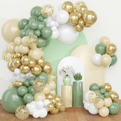 Arco Para Globos Verdes Blanca - QIFU 108 Piezas Globos Cumpleaños Verde Blanca Helio Para Niños De Decoracion Cumpleaños, Bautismo,Bodas, Graduación, Decoracion Fiesta,Revelacion Genero,Graduación