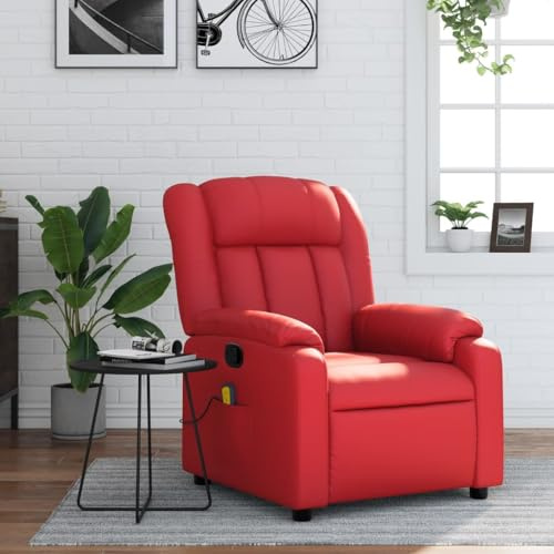 Frdhee Armlehnstuhl Für Wohnzimmer, Polsterstühle, Lesesessels, Massagesessel Rot Kunstleder Fürs Schlafzimmer, Gästezimmer, Homeoffice, Einfache Montage