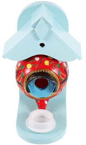 TOYZFRIENDY Teapot Shaped Hanging Birdhouse and Feeder Red Garden Nesting Box for Backyard Wildlife, Parakeet and Budgie Nesting, Outdoor Patio Garden Decor