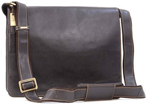VISCONTI - Borsa Messenger in Pelle per PC 14 Pollici - Borsa a Tracolla Media da Lavoro per Uomo - Borsa A4 per Ufficio - 18548 - Olio Marrone Scuro