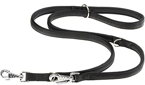 Ferplast Daytona GA Guinzaglio per Cani da Addestramento Extraresistente - 3 Lunghezze Regolabile - Morbida Impugnatura Imbottita - Antiabrasione - Design Italiano - 200 x 2 cm, Nero