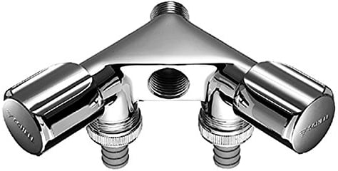 SCHELL 033680699 NA-Doppelventil , Ventil COMFORT , Armatur aus Messing mit zwei Schlauchanschlüssen (COMFORT-Griffe) und einem Innengewinde G ½ , Chrom