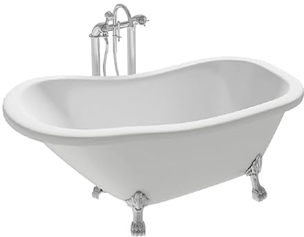 Jet-Line® | Design Badewanne Queen | Bad | Badausstattung | Freistehend | weiss | Klauenfüße silber | freistehende Wanne | 170cm lang | 80cm breit Victorianisch