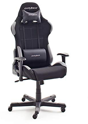 DXRacer 5 OH/FD01/NG Gaming-/ Büro-/ Schreibtischstuhl, mit Wippfunktion Gamer Stuhl Höhenverstellbarer Drehstuhl PC Stuhl Ergonomischer Chefsessel, schwarz-grau