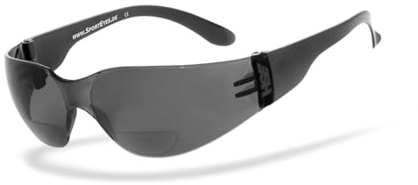 HSE® SportEyes® | BIFOKAL Brille: +2,50 DIOPTRIEN | Sportbrille mit Lesehilfe | UV400 Schutzfilter, HLT® Kunststoff-Sicherheitsglas nach DIN EN 166 | Sportbrille, Fahrradbrille, Bikerbrille