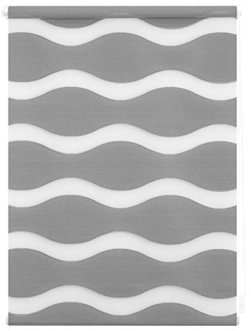 Lichtblick Doppelrollo Klemmfix ohne Bohren, Welle, Blickdicht, Klemmträger-Montage, Sichtschutz, Wandmongtage, Deckenmontage, für Fenster und Türen Grau,110 cm x 150 cm (B x L)