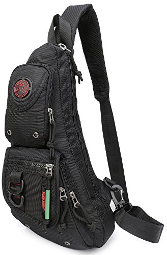 NICGID Mochilas bandolera, bolsas de pecho bandolera, bolsas de hombro para hombres y mujeres, viajes al aire libre, Negro, S