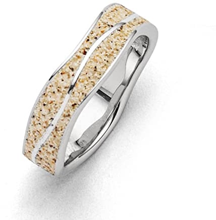 DUR Schmuck Damen Ring WELLEN Strandsand, Silber 925/- rhodiniert (R5108) (54 (17.2))