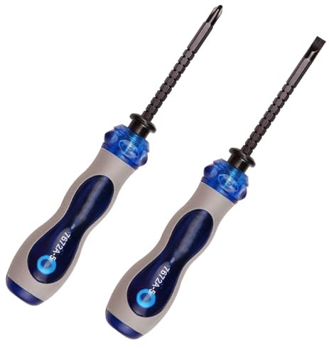 Sipery 2 x Schraubendreher, verstellbare Länge und wendbarer Doppelendschaft, flacher und Kreuzschlitz-Magnetkopf, verstellbarer Schraubendreher, Länge 83 mm bis 150 mm