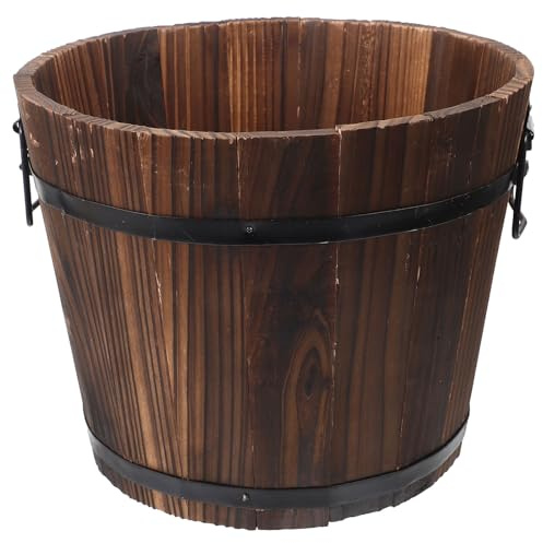 Yardwe Kübel Fass Pflanzkübel Blumentopf Rustikal Holz Blumenkübel Sukkulenten Pflanzkasten Container Rustikale Holzfässer Blumentopf Pflanzgefäß Boxen