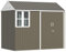 Outsunny 8 x 6 ft Garden Shed, Metal Shed with Double Doors, Window and Air Vents, Galvanised Outdoor Lockable Tool Storage House, Grey
