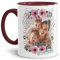 Keramik Tasse - Beste Mama - mit Foto selbst gestalten - Geschenk für die beste Mama, Muttertag, Weihnachten I Personalisiert, Innen & Henkel Weinrot, 300 ml