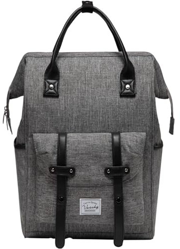 VASCHY Zaino Porta PC Antifurto 15,6 Pollici per Donna e Uomo - Scuola, Lavoro, Viaggio, Business, Ufficio - Con Porta USB e Cinghia per Bagagli - Grigio