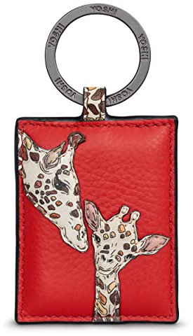 Yoshi Porte-clés en cuir avec motif girafe Inscription Mother's Pride Rouge