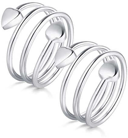 Jeracol Kupfer Magnetringe für Frauen Männer,2 Stück 99% reines Kupfer magnetische Kupferringe mit starken Magneten,verstellbare ring mit einer Geschenkbox(Silber)