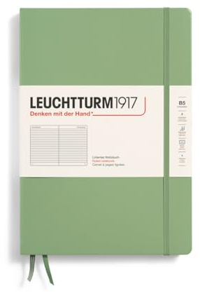 LEUCHTTURM1917 366173 Notizbuch Composition (B5), Hardcover, 219 nummerierte Seiten, Salbei, Liniert