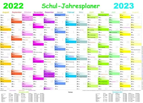 Schul-Jahresplaner 2022/2023: Wandplaner 32 x 46 cm, glänzend, Poster 300g