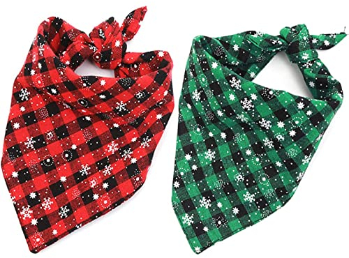 Niumowang Haustier Bandanas, Weihnachten Hund Halstuch, Haustier Dreieck Lätzchen, Halstuch für Hunde Katze, Rot+Grün, Baumwolle, Klein