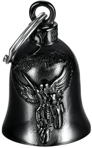 MOCY BELL - Clochette moto ANGEL Biker Guardian Gremlin Mocy Bell Acier inoxydable Noir