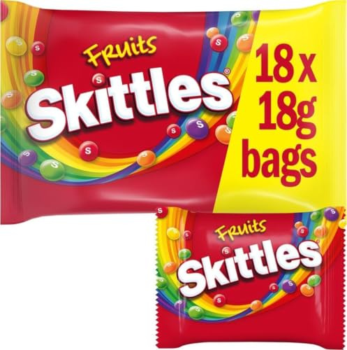 Skittles Fruit Chewy Sweets Funsize Party Pack Gift Bag 18 Bags 324g | Individually Wrapped Chewy Sweets & Treats, Ideal for Halloween Fun Parties, Hamper Fillers, Trick & Treat Bowls & Snack bags