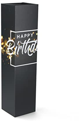 Premium Weinkarton, Geschenkbox Geburtstag, Weinverpackung, Faltschachtel, Geschenkverpackung Flasche „Happy Birthday“, schwarz gold, 38,1x9,2x9,2cm