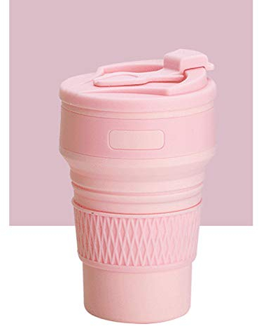 Desconocido Tazas de café plegables, botellas de agua de silicona plegables de 350ML, tazas de té de viaje, taza for beber agua ( Color : Pink )