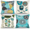 Sofa Kissenhülle Sonnenblumen Kissenbezüge 40x40 Kissenbezüge Blau Grün Kissenbezug Leinen Zierkissenbezüge 4er-set Frühling Kissenhüllen Passend Für Wohnzimmer Garten Sofa Kissen Dekoration