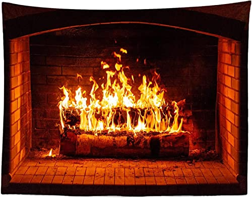 MIYOLI Fireplace Pattern 3D Tapestry Christmas Tapestry Wall Hangings Fireplace Pattern Tapestry for Bedroom Aesthetic Art Print Living Room Dorm Home Tapestries 100x150 cm for Kids Adults