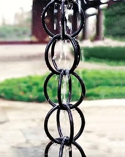 ZIMGOD Decorative Rain Chains Waterfall, Metal Rain Catcher Chain Ring, Gutters Downspouts Rainwater Diverter, Outside Rain Chain for Water Collector (Size : 3m/10ft)