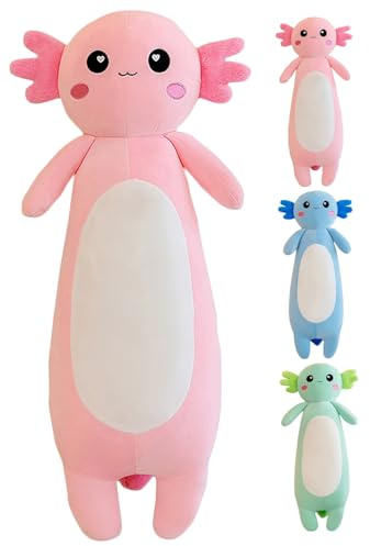 Kekeso Langes Axolotl Plüschtier, Kawaii Kuscheltier Stofftier Rosa Plüsch-Kissen für Mädchen und Jungen, Salamander Geschenk für Weihnachten (Pink, 80cm/31.49inch)