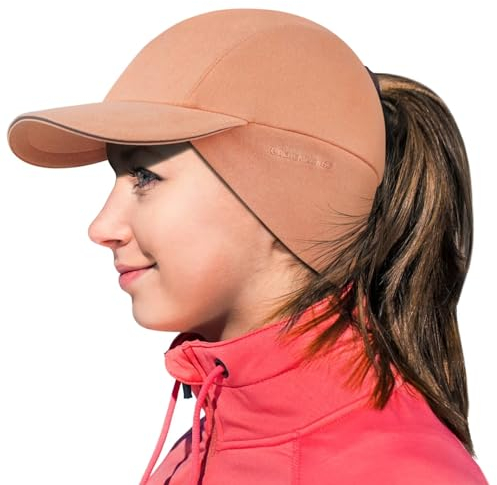 GADIEMKENSD Winter Fleece Hats Reflective Ponytail Hat for Women Baseball Caps with Earflap Drop Down Ear Warmer Men Skull Cap Beanie with Visor Cold Hat for Outdoor Hiking Running Snowboarding Orange