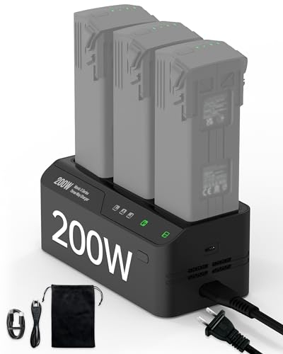 Youetly 200W Battery Charging Hub for Mavic 3 Series, 3-Way Charger with PD100W Max USB-C Output, Compatibility: DJI Mavic 3 Intelligent Flight Battery, DJI RC Pro Plus/RC Pro/RC/N1 Remote Controller