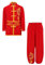 Mufeng Kinder Jungen Tai Chi Uniform Langarm Kung Fu Shirt mit Wushu Hose Chinesisch Kung Fu Wing Chun Stickerei Kostüm Set Sport Rot 122-128