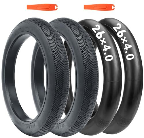 MAKELEN E-Bike-Reifen, Fat Bike-Reifen, 66 x 10,2 cm, mit Schläuchen, kompatibler Ersatz-Fahrradreifen für Mountainbike, Schnee und Strand, Schwarz, 2 Stück