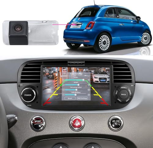 7'' Auto GPS Autoradio Navigation mit Apple CarPlay &Android+HD Rückfahrkamera kompatibel mit Fiat Abrath 500 595 695 500C 595C 695C Rockstar Cabrio Convertible/E-Sport Lounge Pop Hatchback/Diesel/FWD