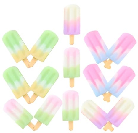 Hohopeti Miniatur Fake Eiskremsimulation Bunten Farben Resin Am Stiel Charms Für Puppenhaus Deko Und Fotorequisiten (Zufällige Farbe)
