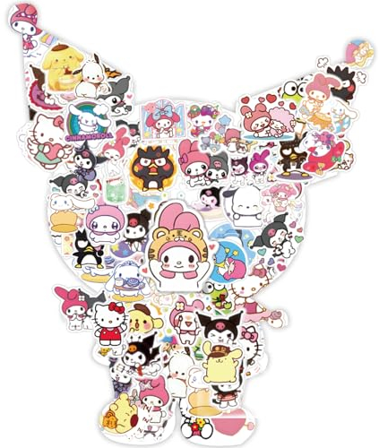 100 Stück Anime Aufkleber, Sanrio Vinyl Sticker Set Wasserfest Graffiti Stickers, Cute Aufkleber für Laptop Skateboard Koffer Scrapbook Telefone Pad,Geschenk für Kinder Teenager Erwachsene