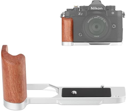 Leftfoto Z f Retro Hand Grip L Bracket with Wooden Handgrip for Nikon ZF Camera, Built-in Quick Release Plate for Arca