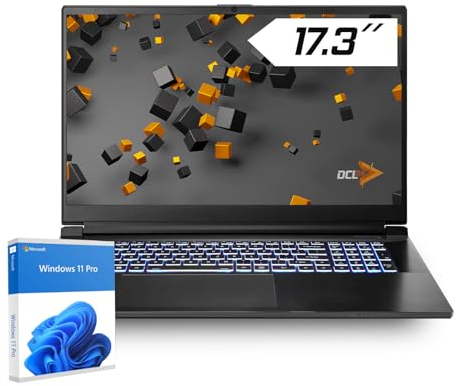 dcl24 Laptop Gaming 17.3 Zoll FullHD 144Hz - Intel i9 13900H, RTX4060 8GB, 32GB RAM DDR4, 1000GB SSD, Laptop für Spiele mit 14x5.4 GHz, Windows 11 Pro, QWERTZ Tastatur [19841]