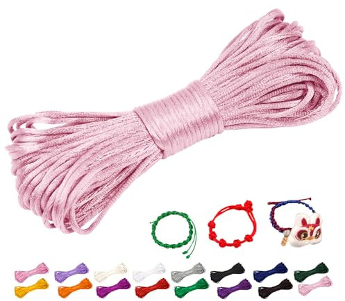 CAMAL 2mm Filo per Braccialetti, Fili Nylon per Braccialetti 20m Filo Nylon Cordoncino per Collane Fai Da Te, Cordino per Braccialetti, Gioiello, Perline, Artigianato (Rosa)