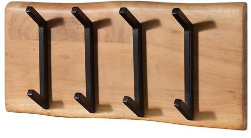 MASSIVMOEBEL24.DE Wandgarderobe Akazie Natur lackiert Melbourne - Verschiedene Größen, Farbe:Natur lackiert, Größe:60x3x25 cm (BxTxH)