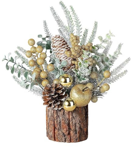 Weihnachtsdeko Weihnachen Blumentopf mit Künstlich Tanne Beere Tannenzapfen Weihnachtsdeko Glitzernde Weihnachtsblume Tischdeko Winterblume Pflanze Tannengesteck Blumenschmuck Weihnachtsgesteck (B)