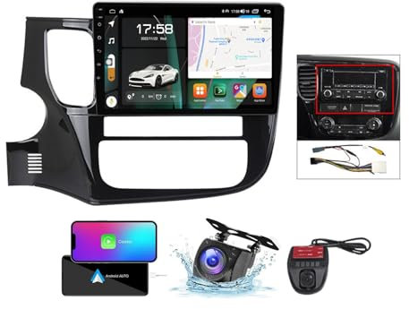 ZZPHKK Android 13 Car Radio Stereo 2 DIN für Mitsubishi Outlander 3 2012-2018 mit Carplay Android Auto GPS Navigation 9 Zoll FM RDS DAB+ Auto Radio Player mit BT 5.0/SWC/Rückfahrkamera DVR(A,NF-3)