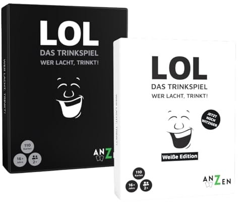 ANZEN LOL - Das Trinkspiel - Wer lacht, trinkt! | Kartenspiel | Partyspiel | LOL Spiel | Gesellschaftsspiel (Doppelpack)