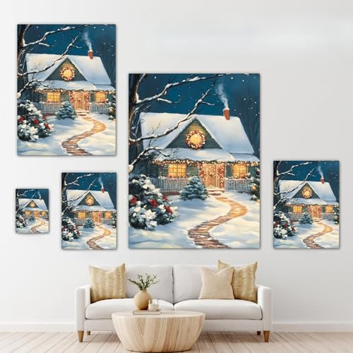 MuchoWow© Weihnachtsdeko Leinwandbild 30x40 cm Dekoration Wohnzimmer Bilder Pictures Weihnachtsgeschenke Decoration Living Room Deko Moderne Bild Geschenke Weihnachten - Weihnachtsbaum - Winter