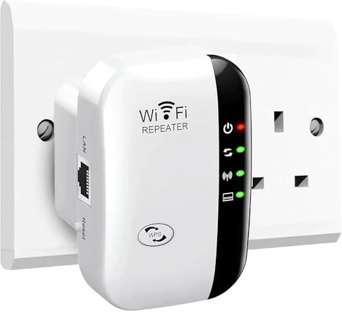 WLAN Repeater mit 300 Mbps - WLAN Verstärker WiFi Extender Booster 2,4GHz WiFi Extender mit Repeater/AP Modus und WPS-Funktion Internet Verstärker bis zu 3000qm und 30 Geräte