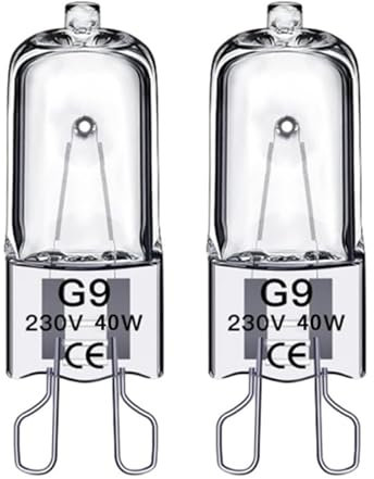 G9 Halogen Oven Bulb 40W 230V 300℃ Heat Tolerant for Neff/AEG/Zanussi/Bosch/Oven Light Bulb 2 Pack [Energy Class G]