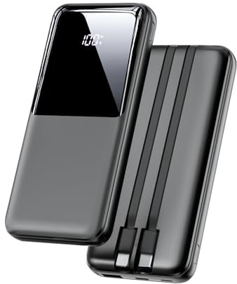 Power Bank Fast Charging 26800mAh, Portable Charger with 2 Built-in Cables & 3 Ports, Powerbank with LED Display, Battery Pack Compatible with iPhone 16 15 14 13 Android and more, Black